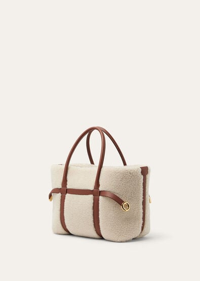 GHIERA SHOPPER SMALL CASHFUR/RNDD LTHR