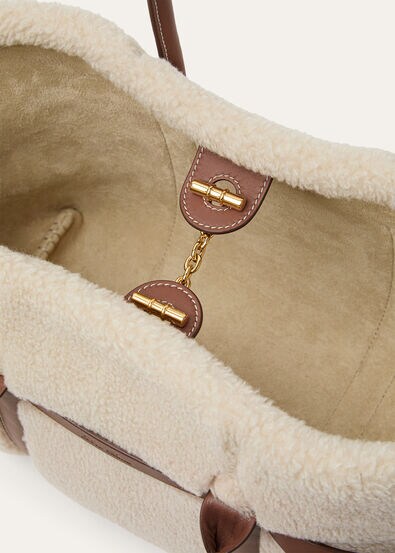 GHIERA SHOPPER SMALL CASHFUR/RNDD LTHR