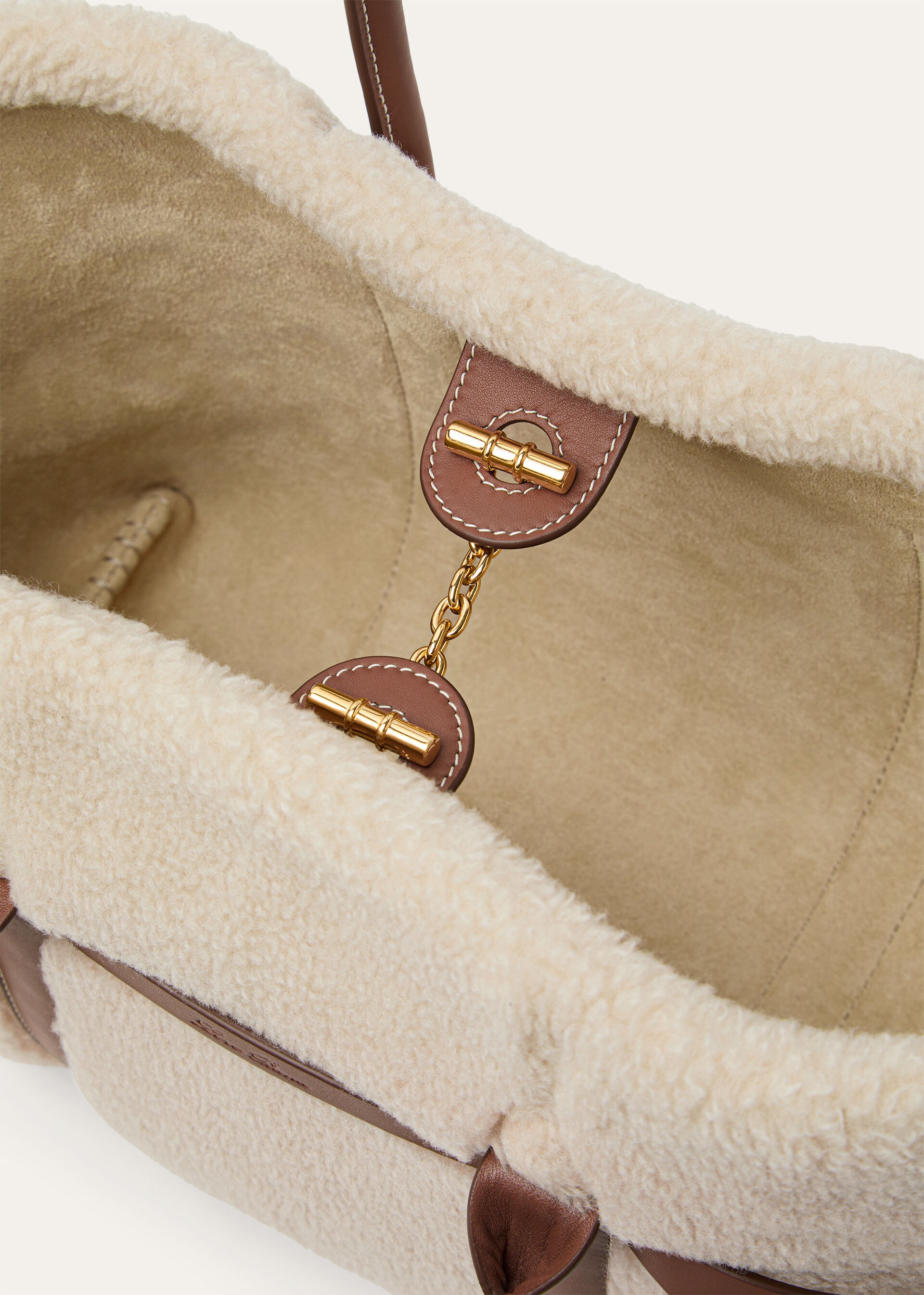 GHIERA SHOPPER SMALL CASHFUR/RNDD LTHR