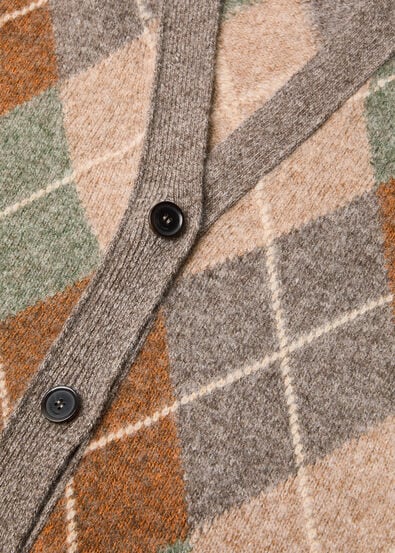 DRUMOAK ARGYLE CARDIGAN SWEATER WOOL GG 12