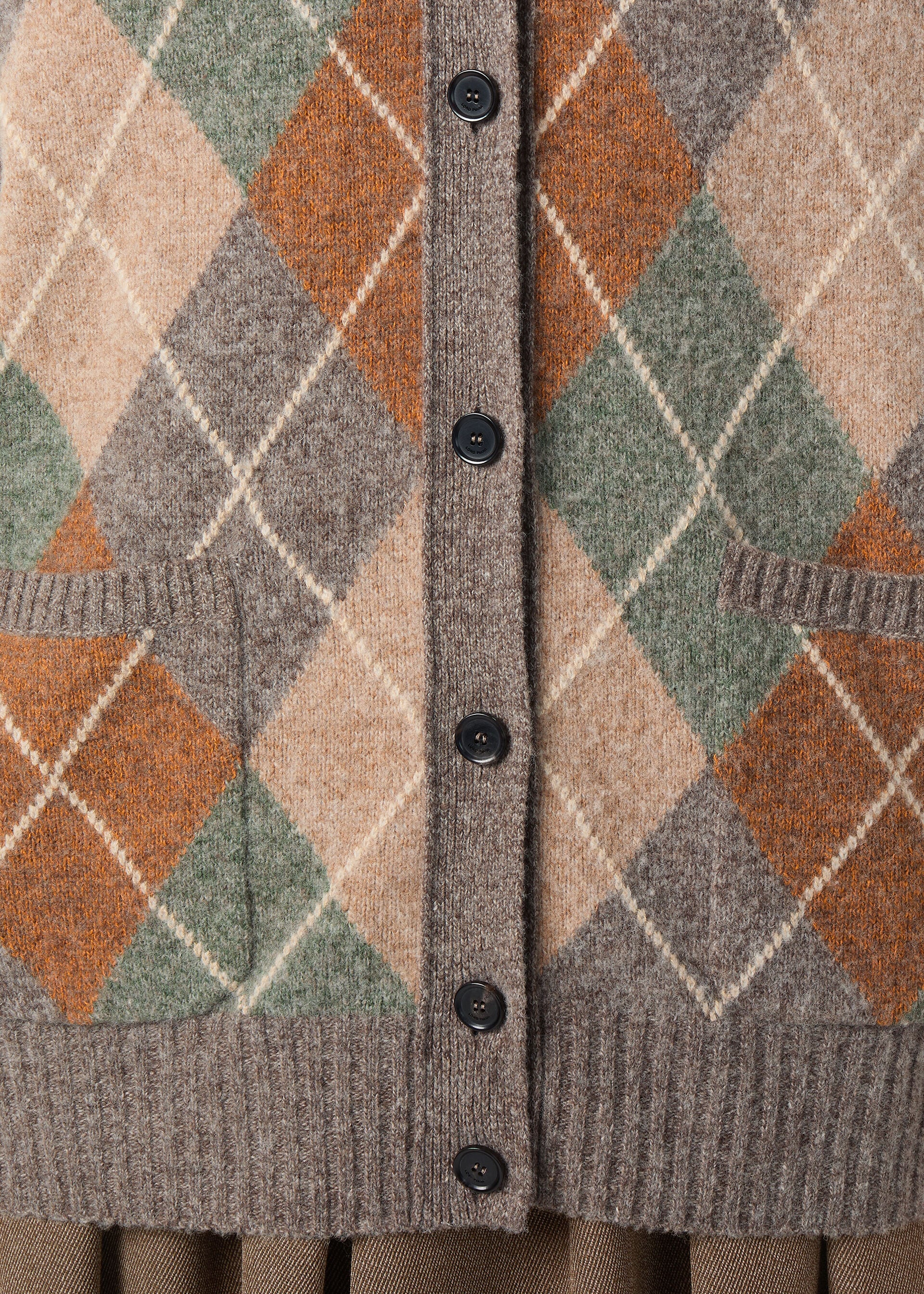 DRUMOAK ARGYLE CARDIGAN SWEATER WOOL GG 12