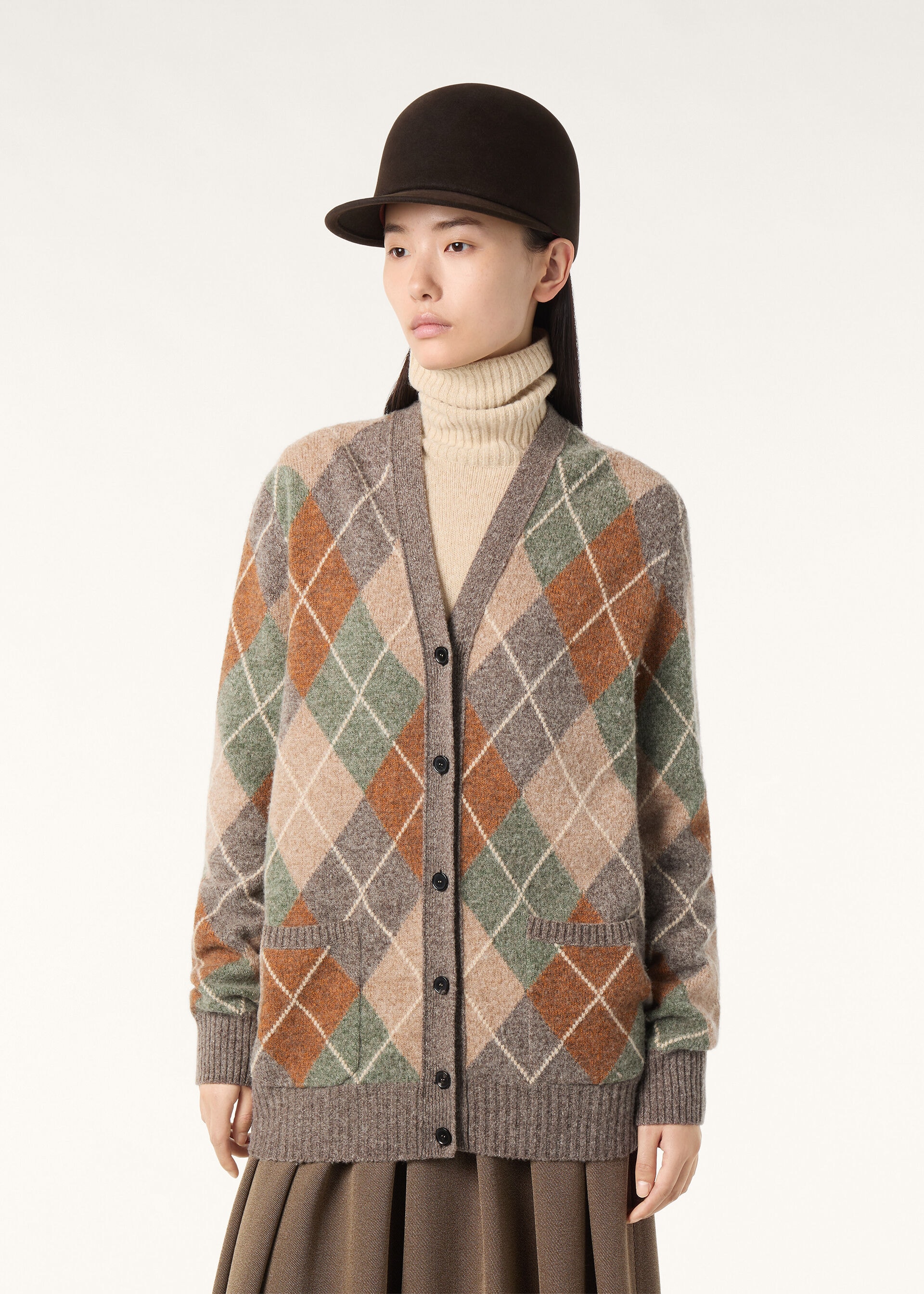 DRUMOAK ARGYLE CARDIGAN SWEATER WOOL GG 12