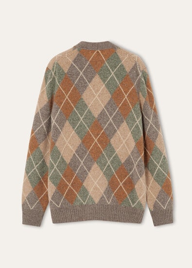 DRUMOAK ARGYLE CARDIGAN SWEATER WOOL GG 12