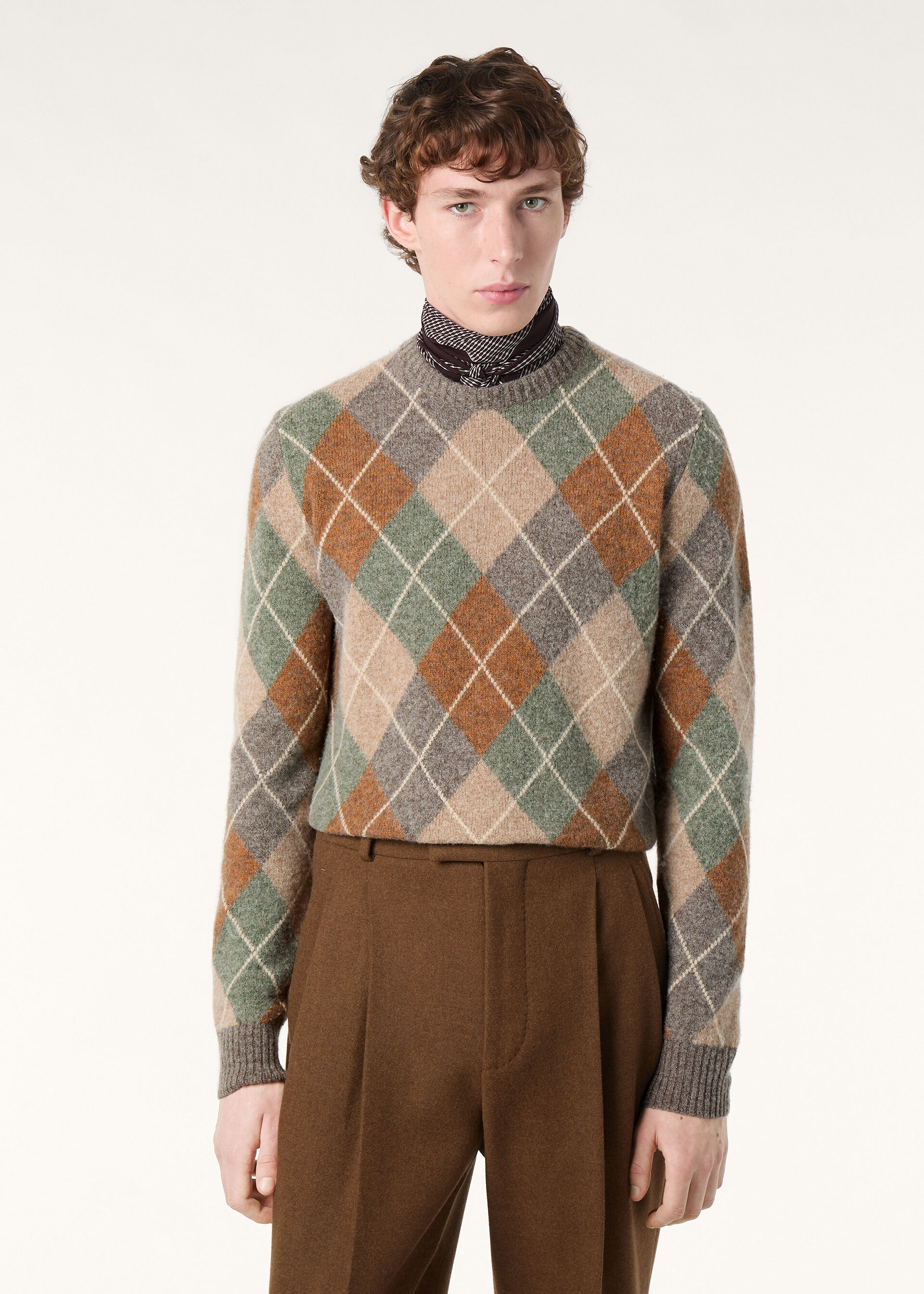 DRUMOAK ARGYLE CREWNECK SWEATER WOOL GG 12