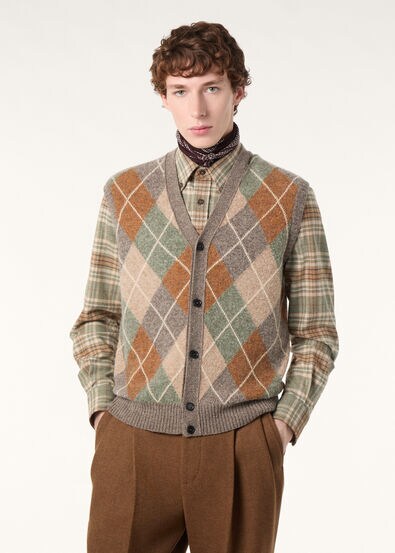 DRUMOAK ARGYLE VEST SWEATER WOOL GG 12