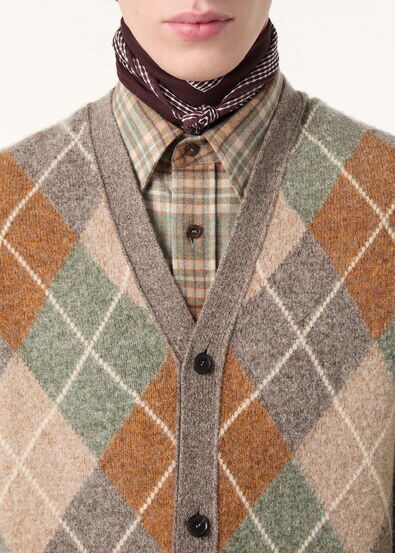 DRUMOAK ARGYLE VEST SWEATER WOOL GG 12