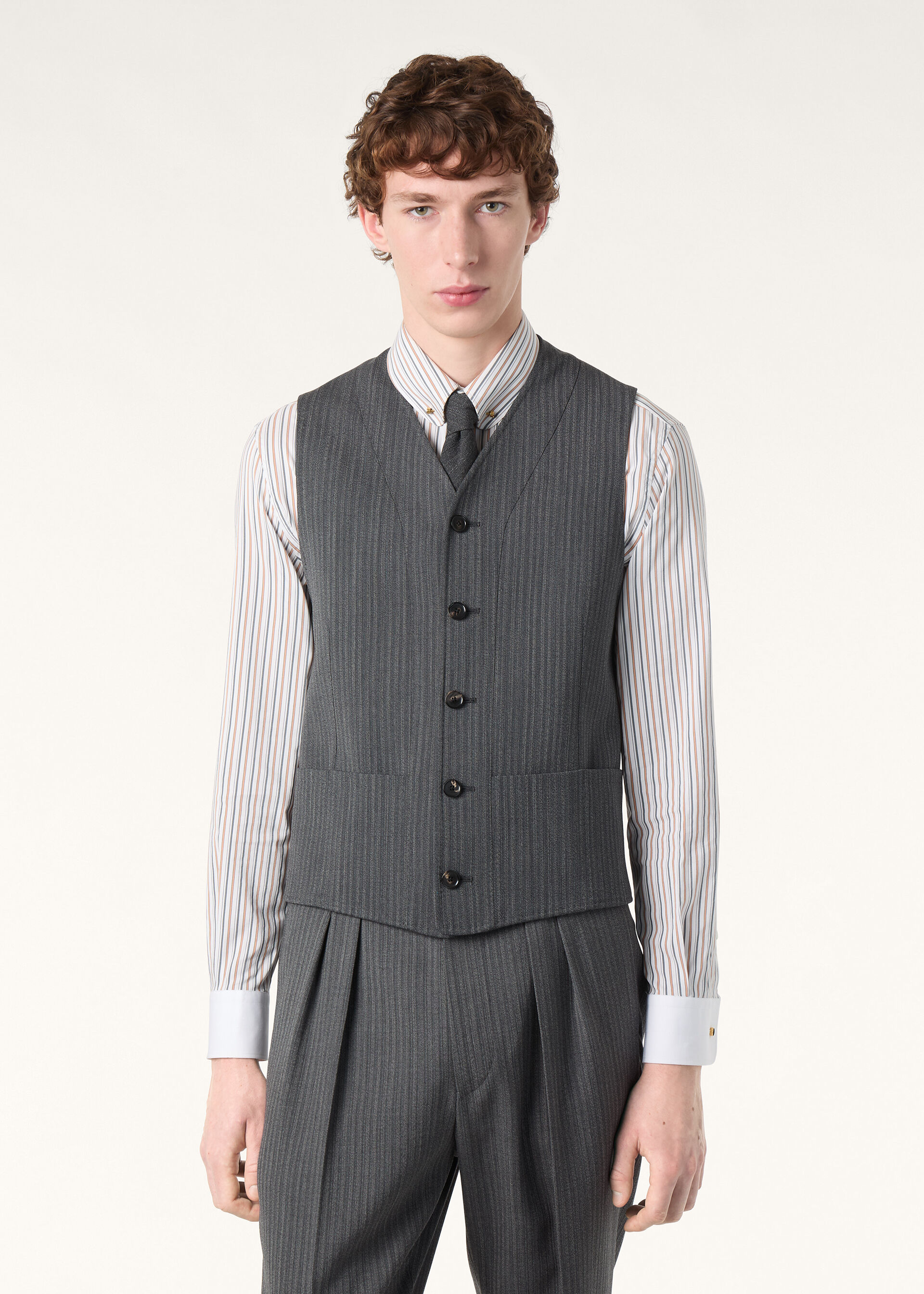 DRAYTON VEST MF TEXTURED WOOL MOULINE'