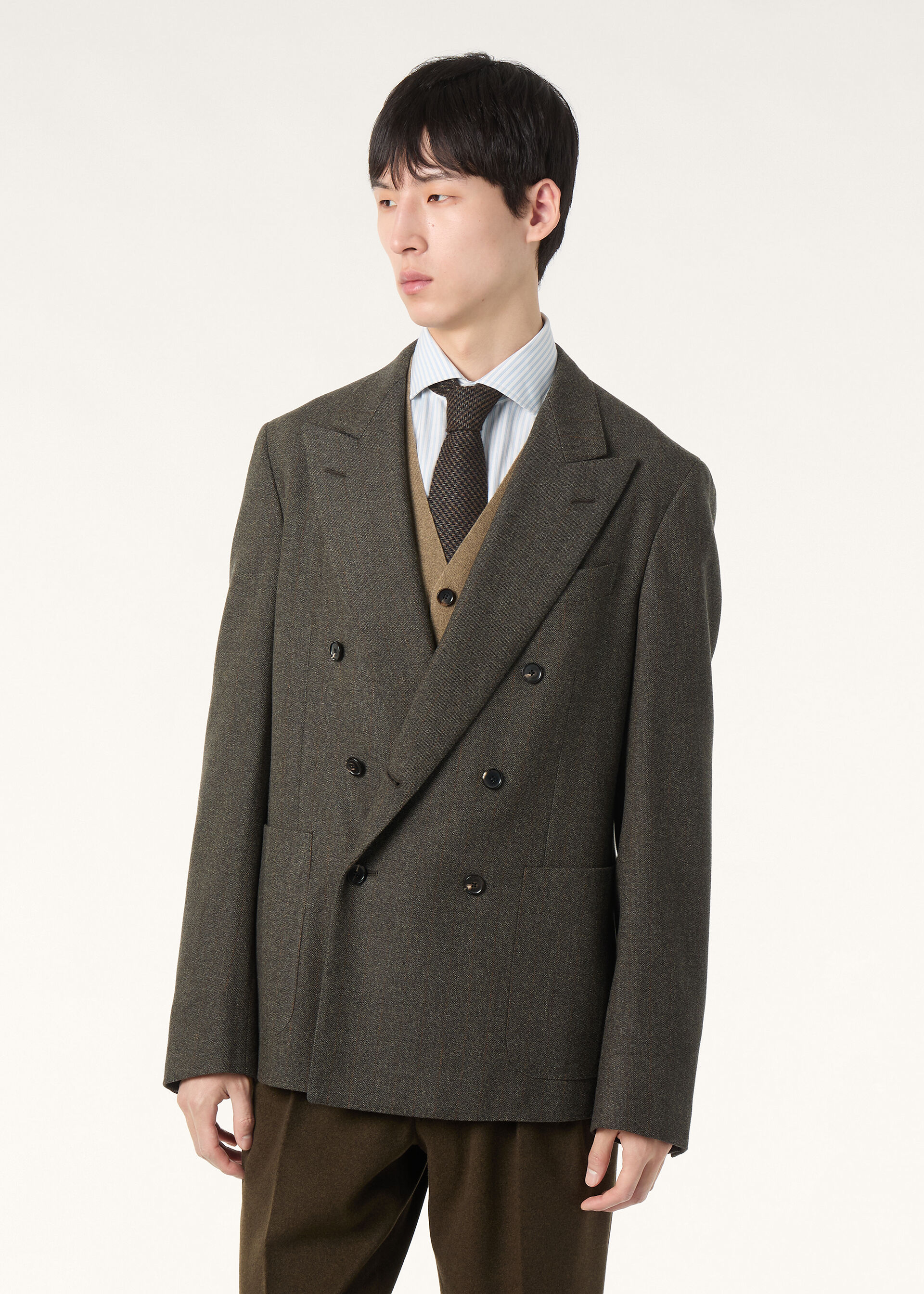 MILANO PEAK DB SHIRT JACKET WOOL MOULINE'