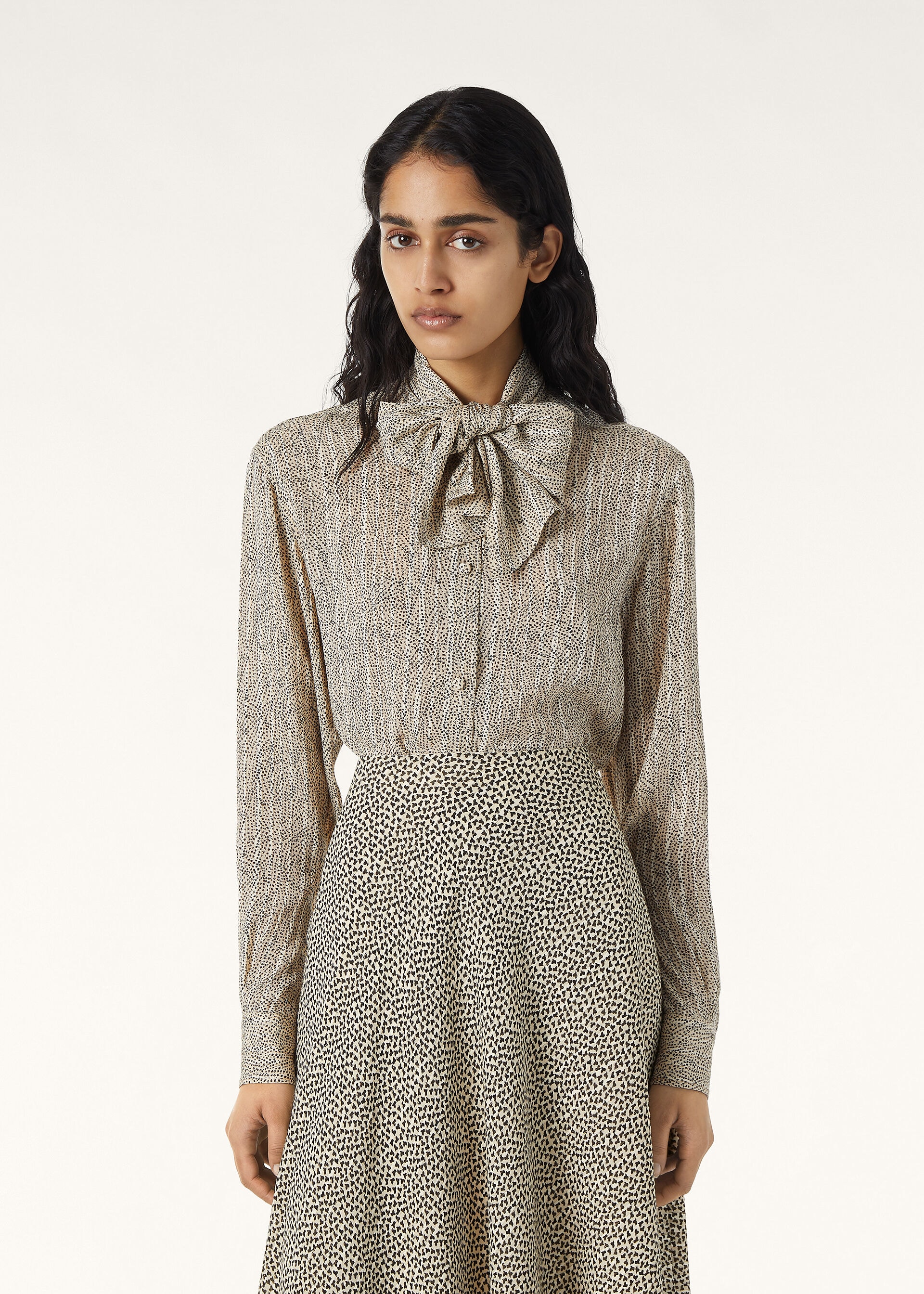 ANGELA SHIRT GOLDEN STONES SILK LAME'