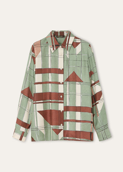 CLARISSA SHIRT CLAN COLLAGE SILK TWILL