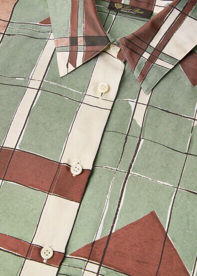 CLARISSA SHIRT CLAN COLLAGE SILK TWILL