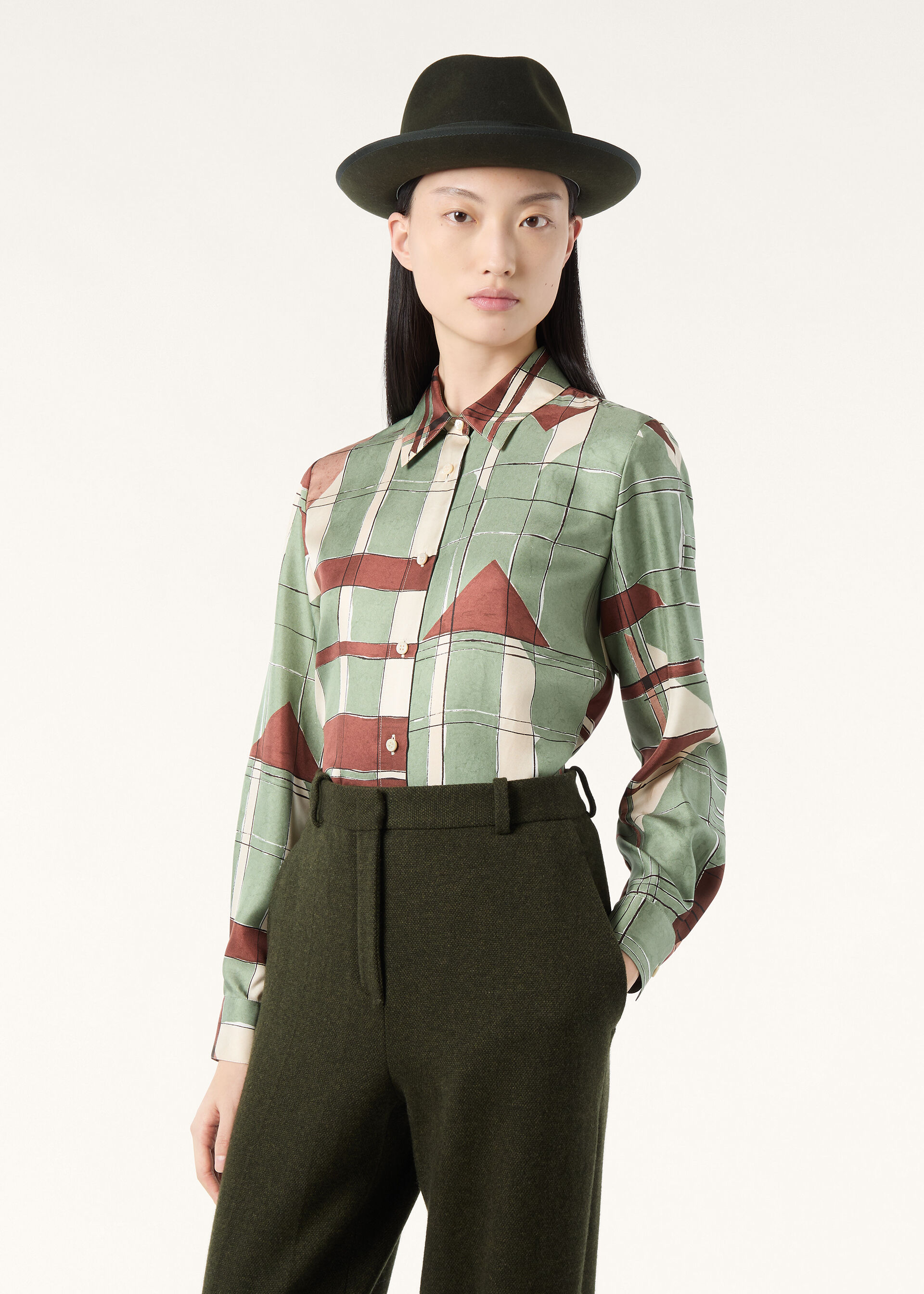 CLARISSA SHIRT CLAN COLLAGE SILK TWILL