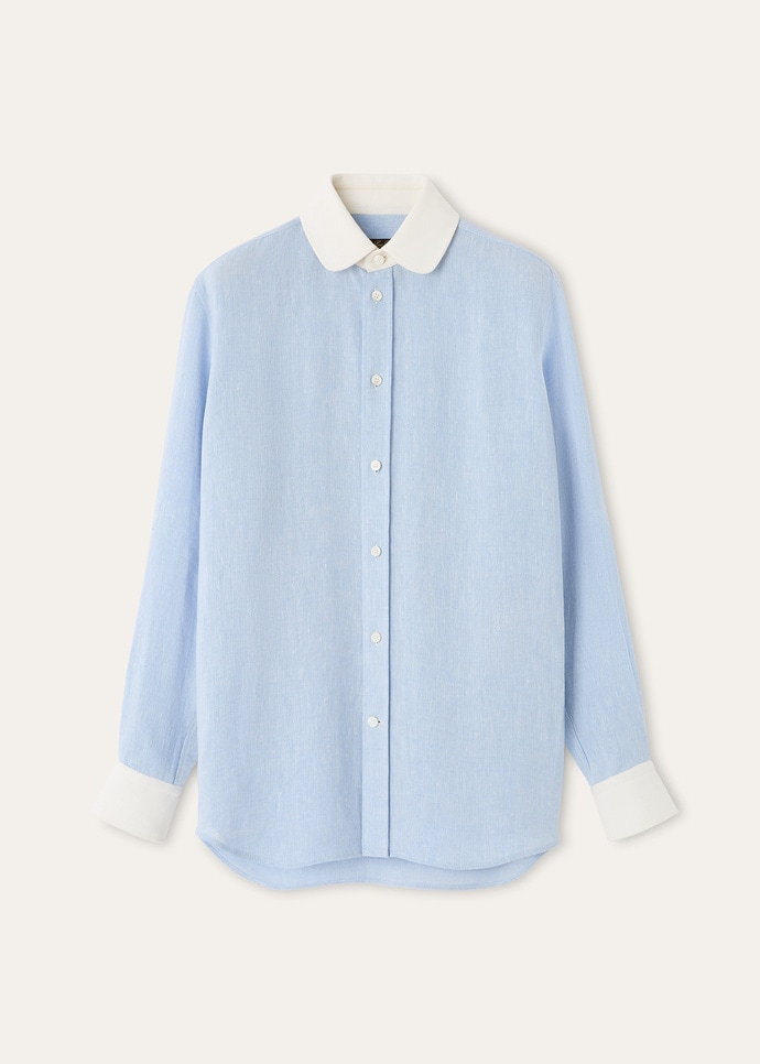 THEA PENNY COLLAR SHIRT SUMMER LINEN CREPE NATTE'_FAQ1470_60MN_1