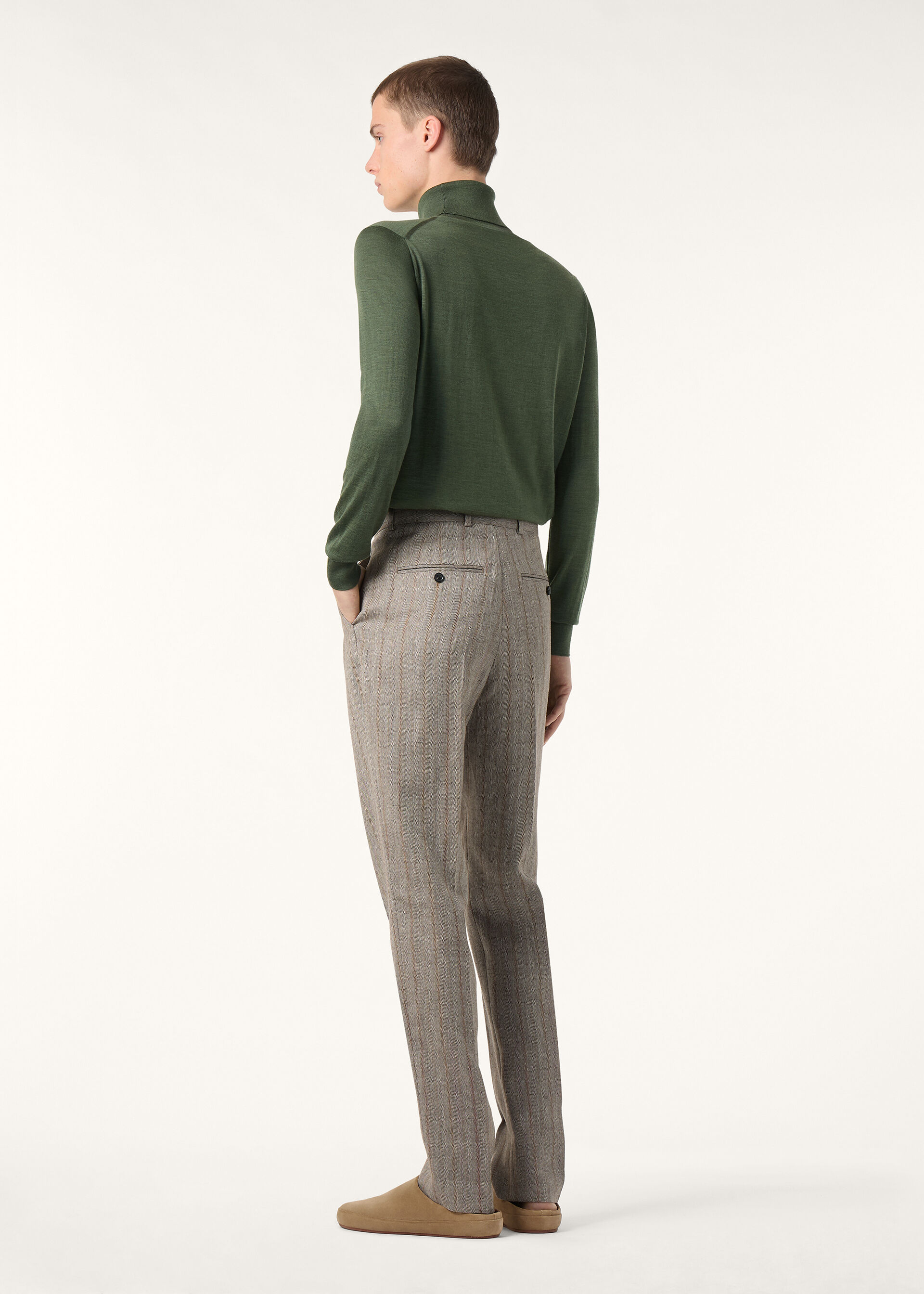 STAFFORD TROUSERS LIGHT LINEN CHEVRON