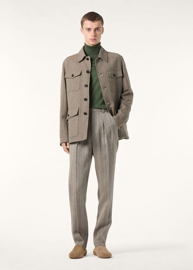 STAFFORD TROUSERS LIGHT LINEN CHEVRON