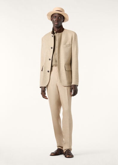 JAN TROUSERS LINEN HERRINGBONE