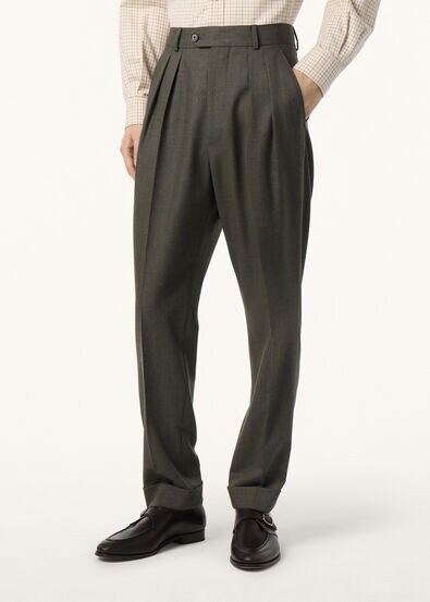 STAFFORD TROUSERS WOOL CANVAS MELANGE