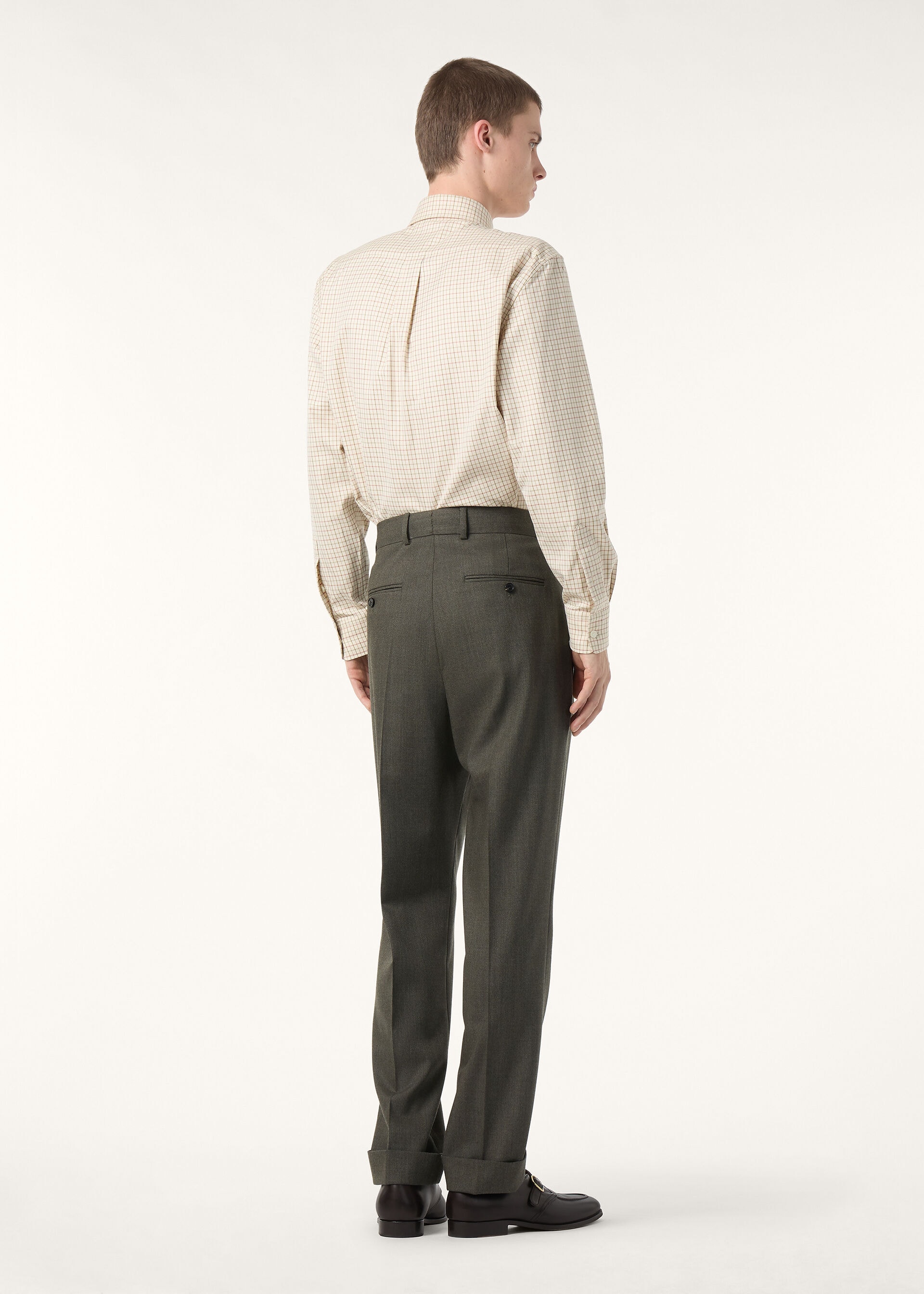 STAFFORD TROUSERS WOOL CANVAS MELANGE