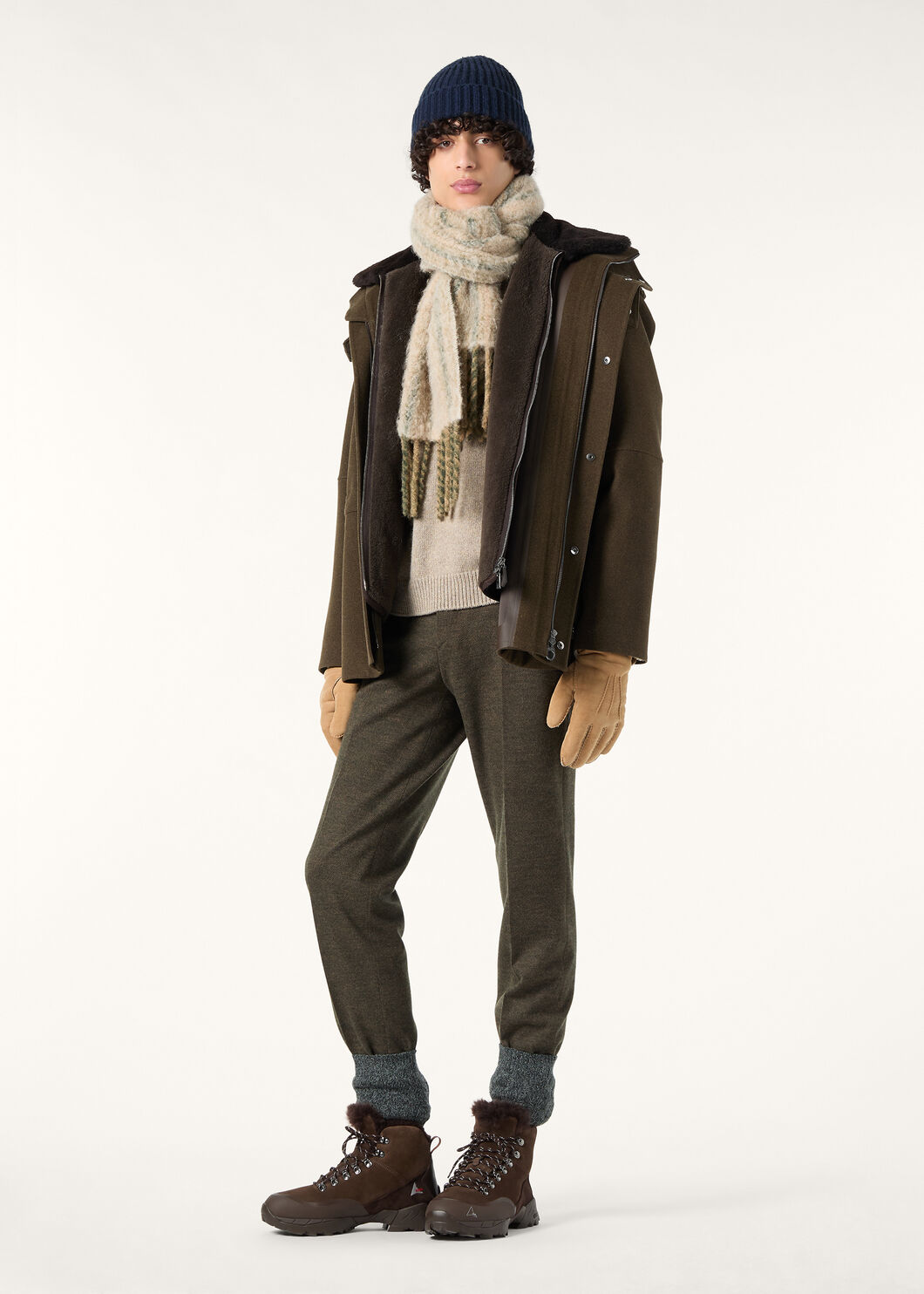 CARLO TROUSERS JERSEY WOOL CHEVRON