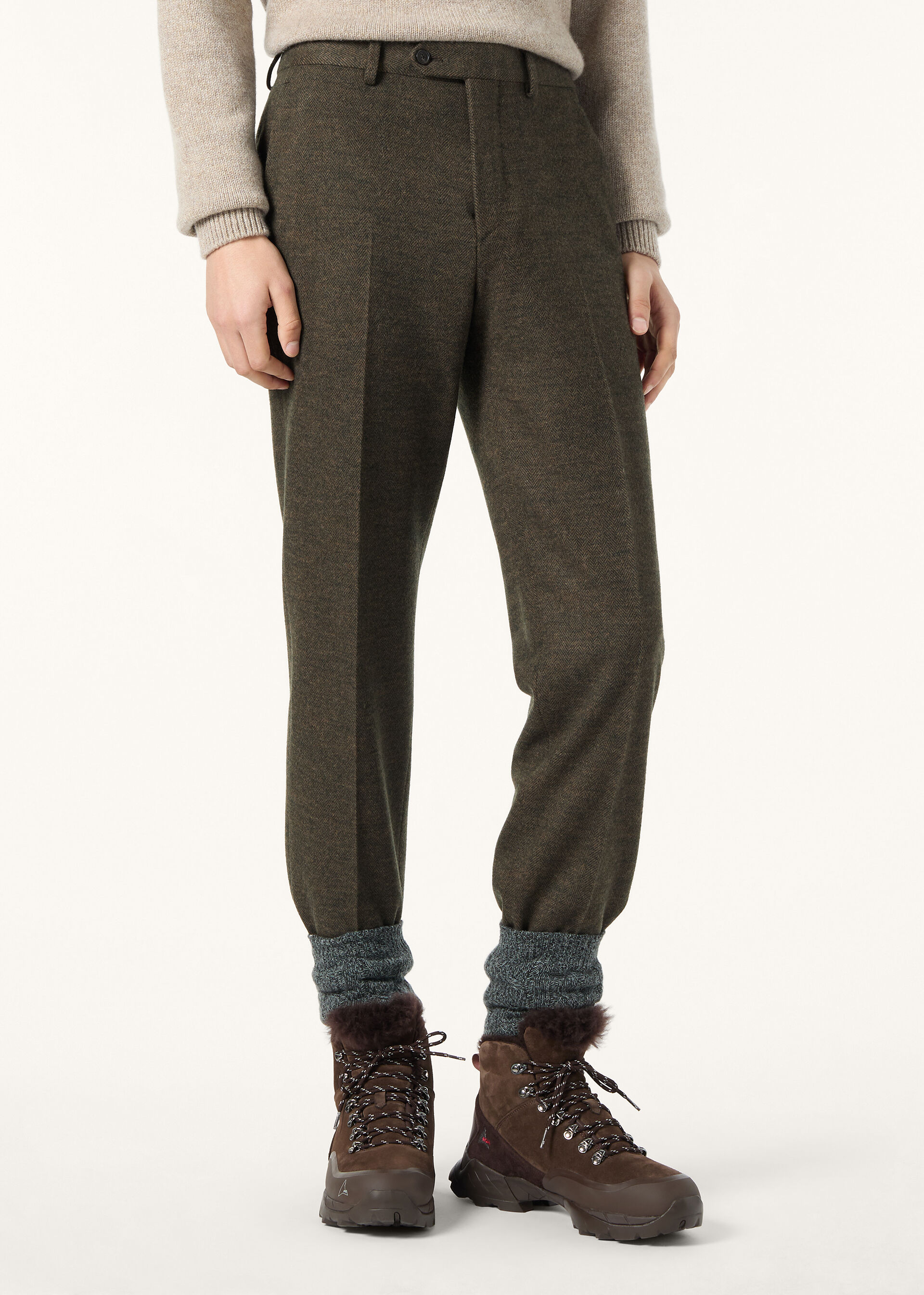 CARLO TROUSERS JERSEY WOOL CHEVRON