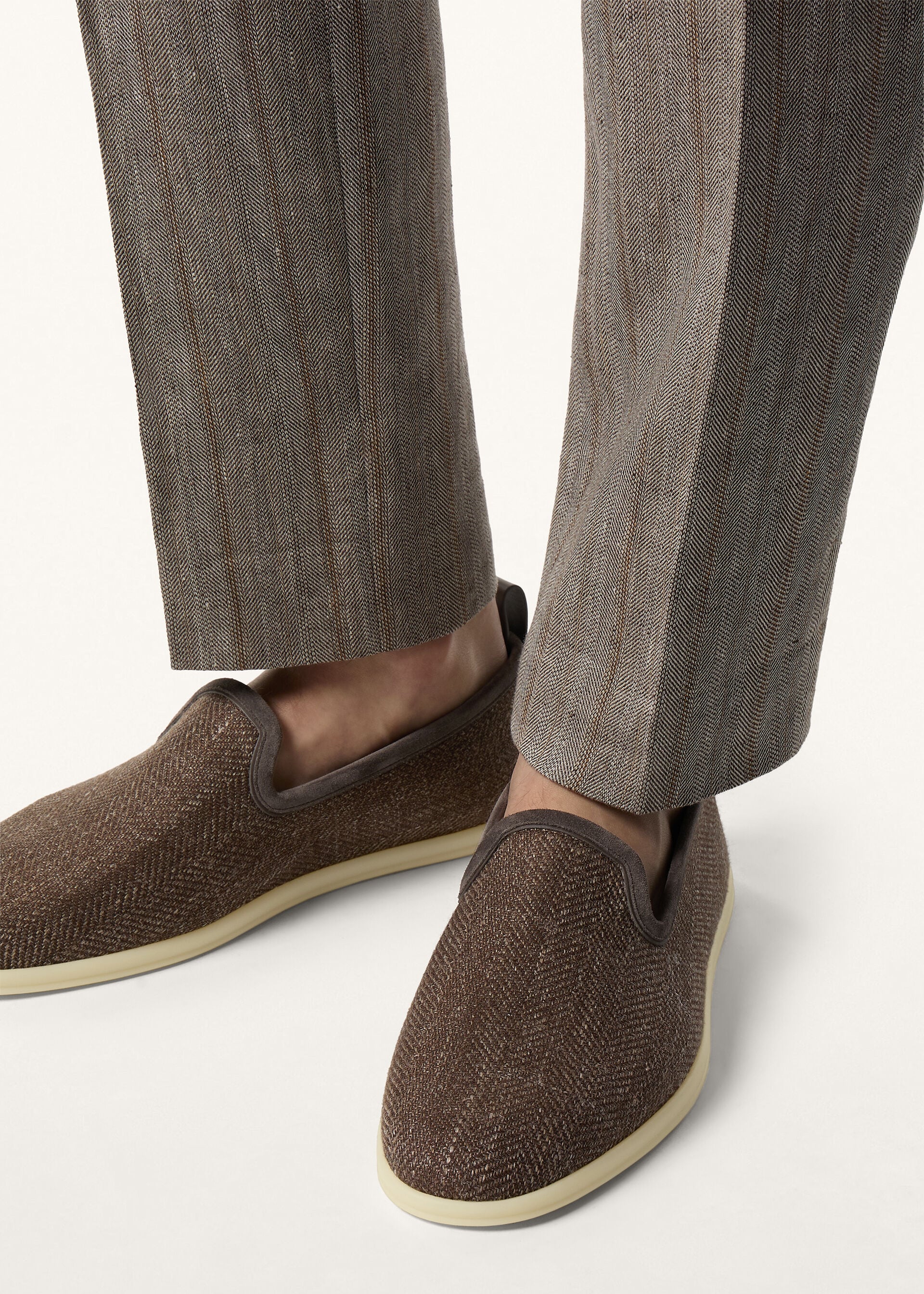VENICE WALK FLAT WOOL SILK LINEN CHEVRON