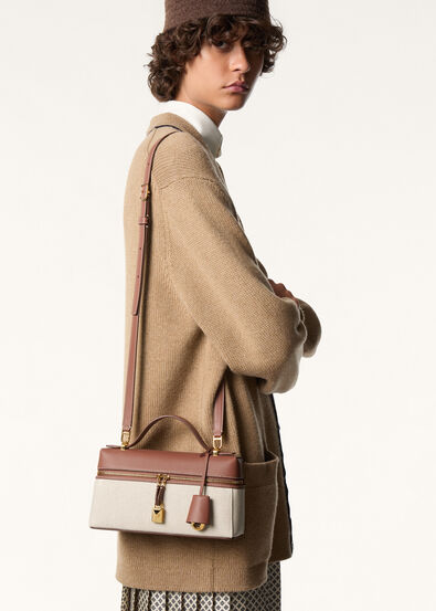 EXTRA BAG L23 NATURAL CANVAS ROUNDED LEATHER