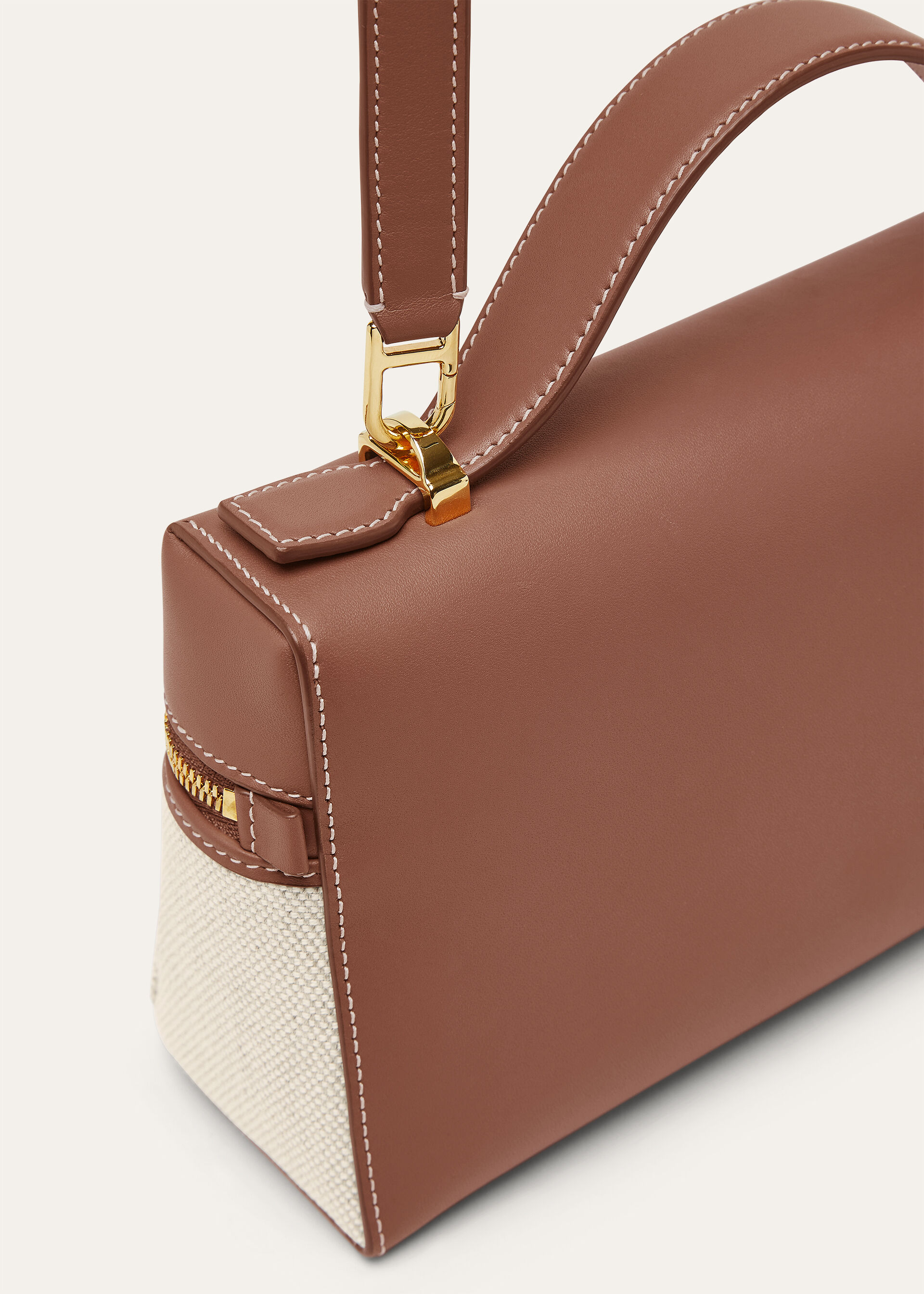 EXTRA BAG L23 NATURAL CANVAS ROUNDED LEATHER