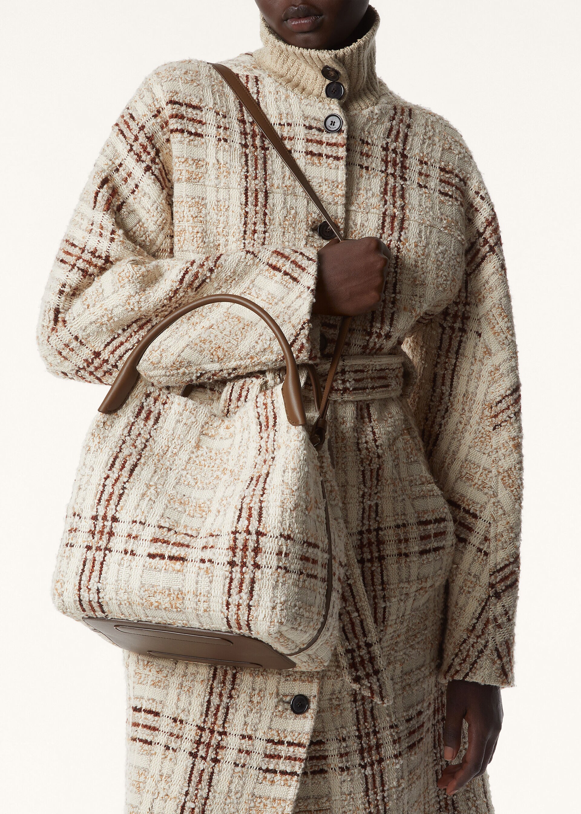 BALE LARGE CHECK TWEED/ROUNDED LEATHER