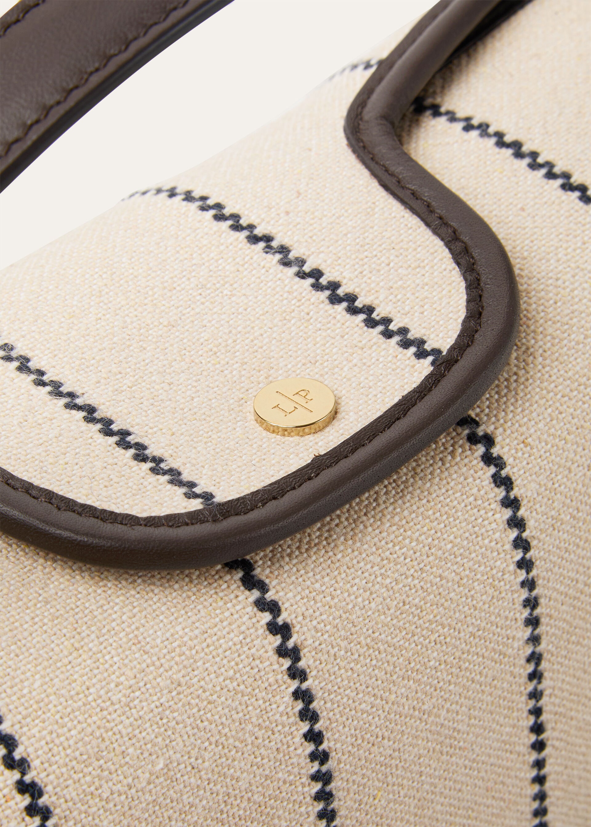 LP TRAVEL POUCH STRIPED CANVAS/ROUNDED LEATHER