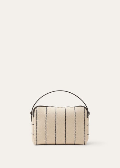 LP TRAVEL POUCH STRIPED CANVAS/ROUNDED LEATHER