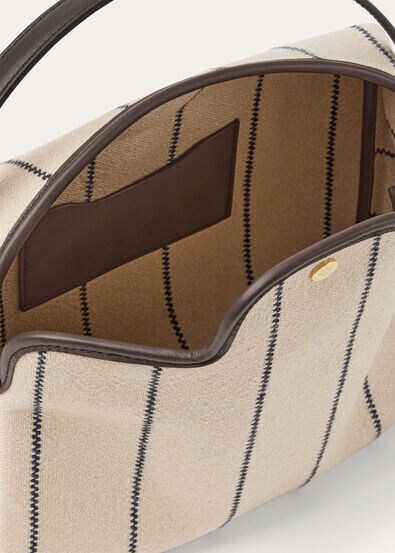 LP TRAVEL POUCH STRIPED CANVAS/ROUNDED LEATHER