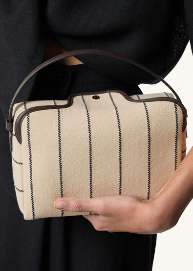 LP TRAVEL POUCH STRIPED CANVAS/ROUNDED LEATHER