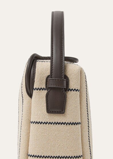 LP TRAVEL POUCH STRIPED CANVAS/ROUNDED LEATHER