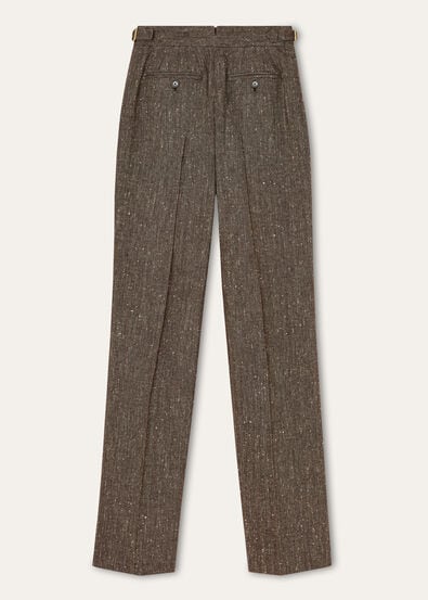 MALIK TROUSERS WOOL SILK LINEN CHEVRON