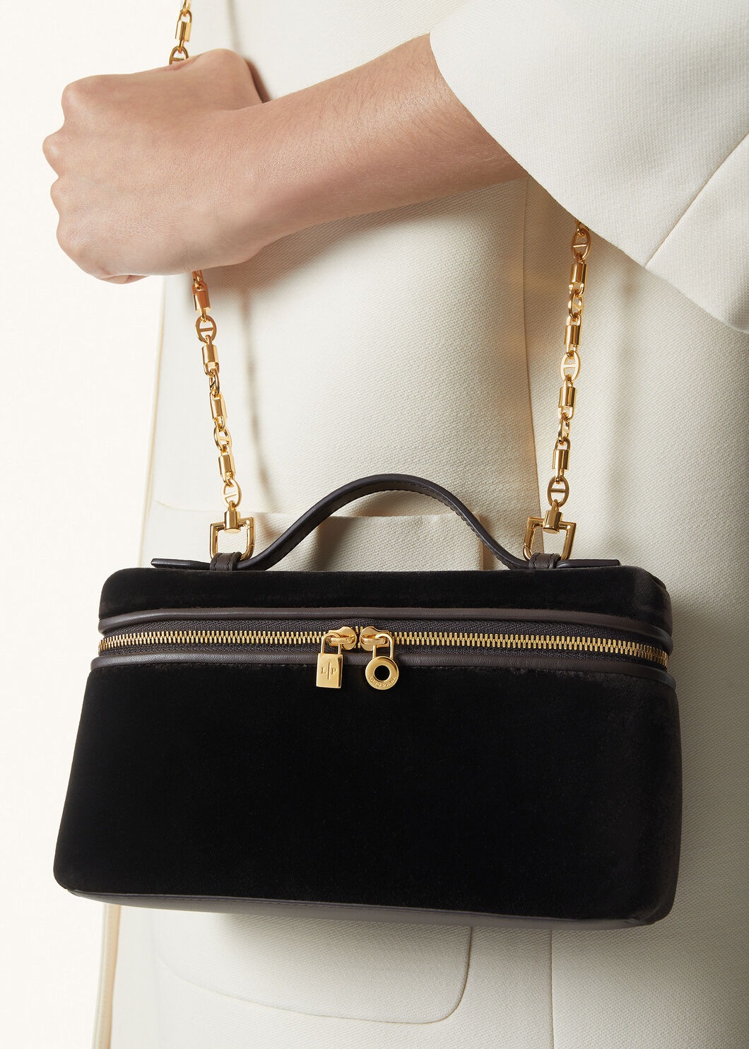 EXTRA POCKET L19 SILK VELVET/RND LEATHER CH LS