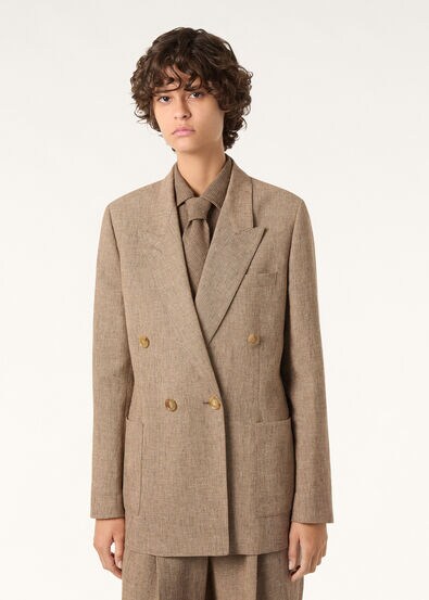 GENNY DB JACKET SARTORIAL LINEN CREPE