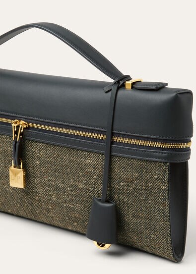 EXTRA CLUTCH L36 WOOL LINEN SLK TWD/ROUNDED LTH