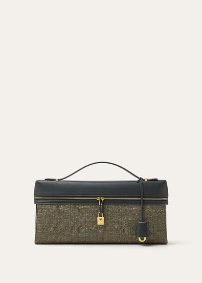 EXTRA CLUTCH L36 WOOL LINEN SLK TWD/ROUNDED LTH