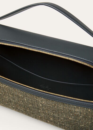 EXTRA CLUTCH L36 WOOL LINEN SLK TWD/ROUNDED LTH