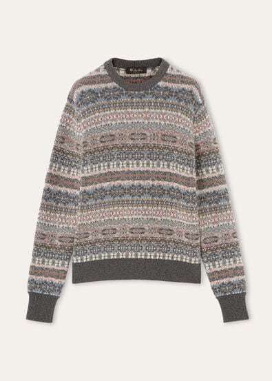 LORO CREWNECK JACQUARD SWEATER RECYCLED CASH GG 5