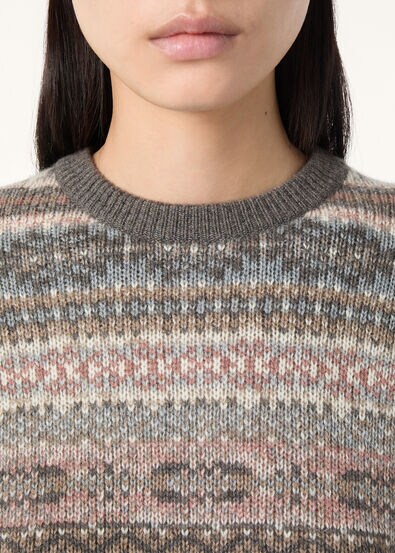 LORO CREWNECK JACQUARD SWEATER RECYCLED CASH GG 5