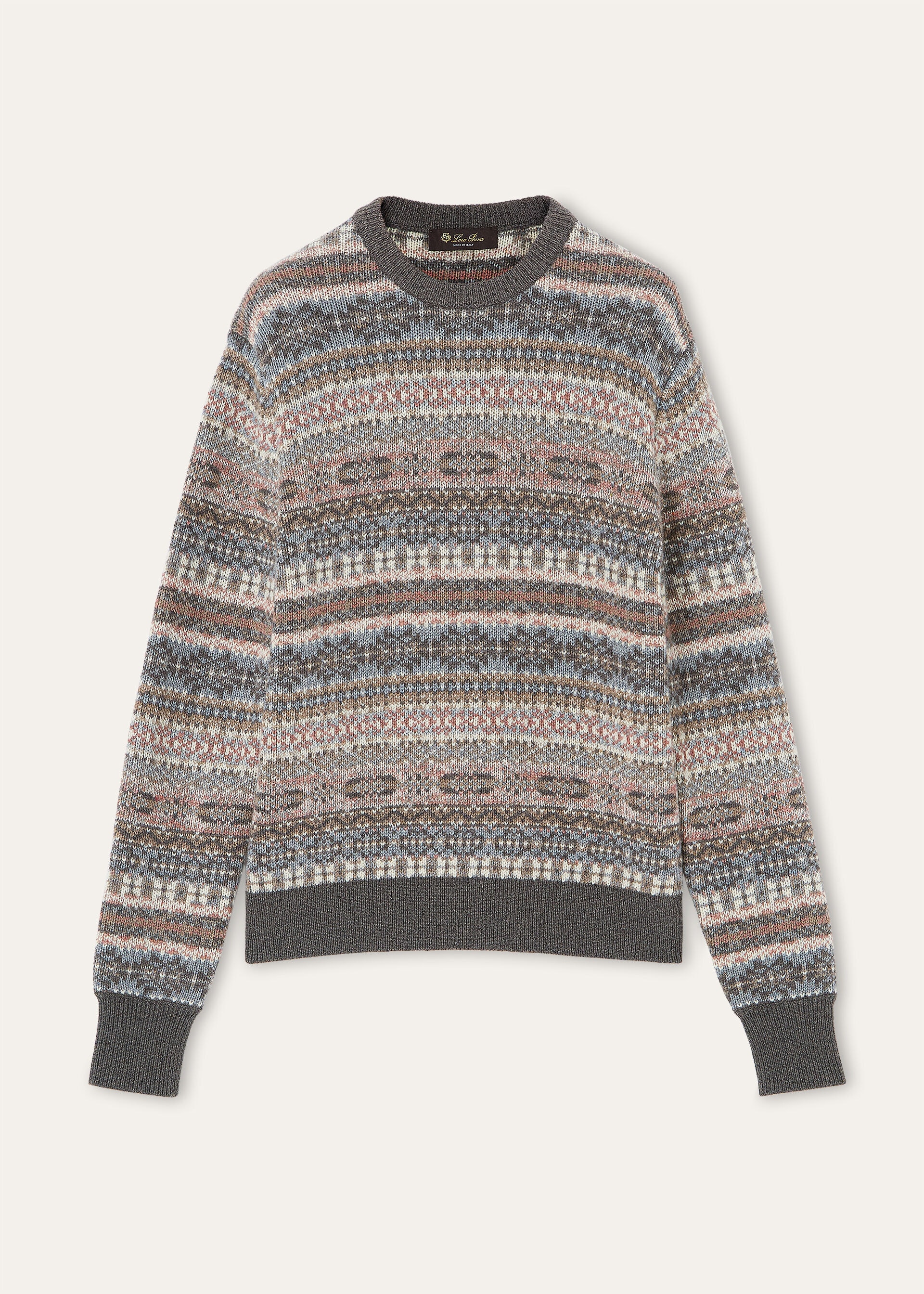 LORO CREWNECK JACQUARD SWEATER RECYCLED CASH GG 5
