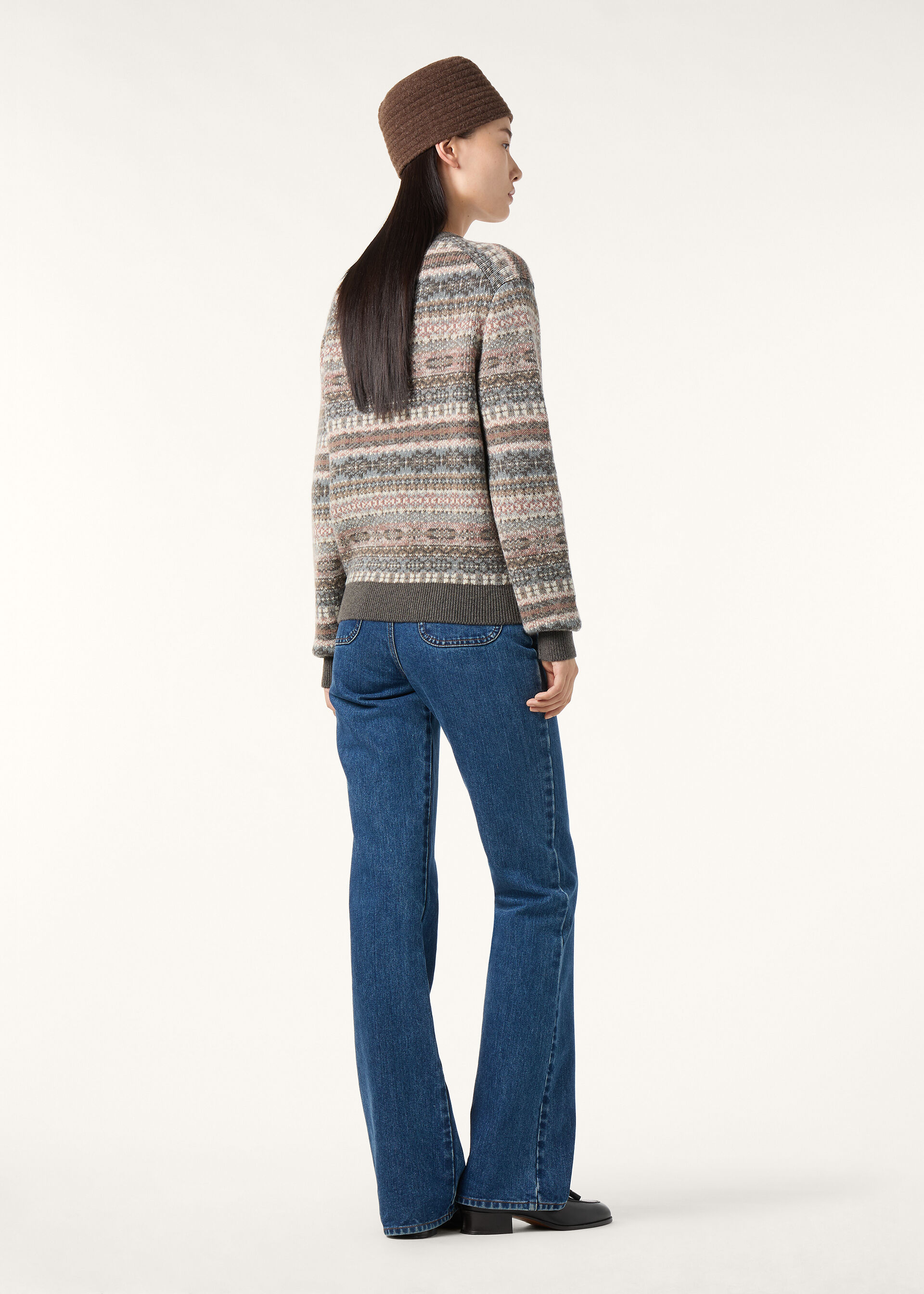 LORO CREWNECK JACQUARD SWEATER RECYCLED CASH GG 5