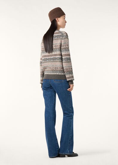 LORO CREWNECK JACQUARD SWEATER RECYCLED CASH GG 5
