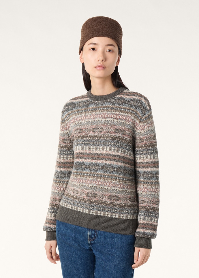 LORO CREWNECK JACQUARD SWEATER RECYCLED CASH GG 5_FAQ2668_F7MQ_3