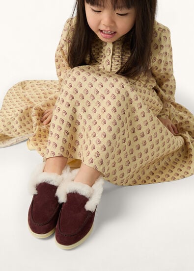 KID OPEN WALK SUEDE SHEARLING