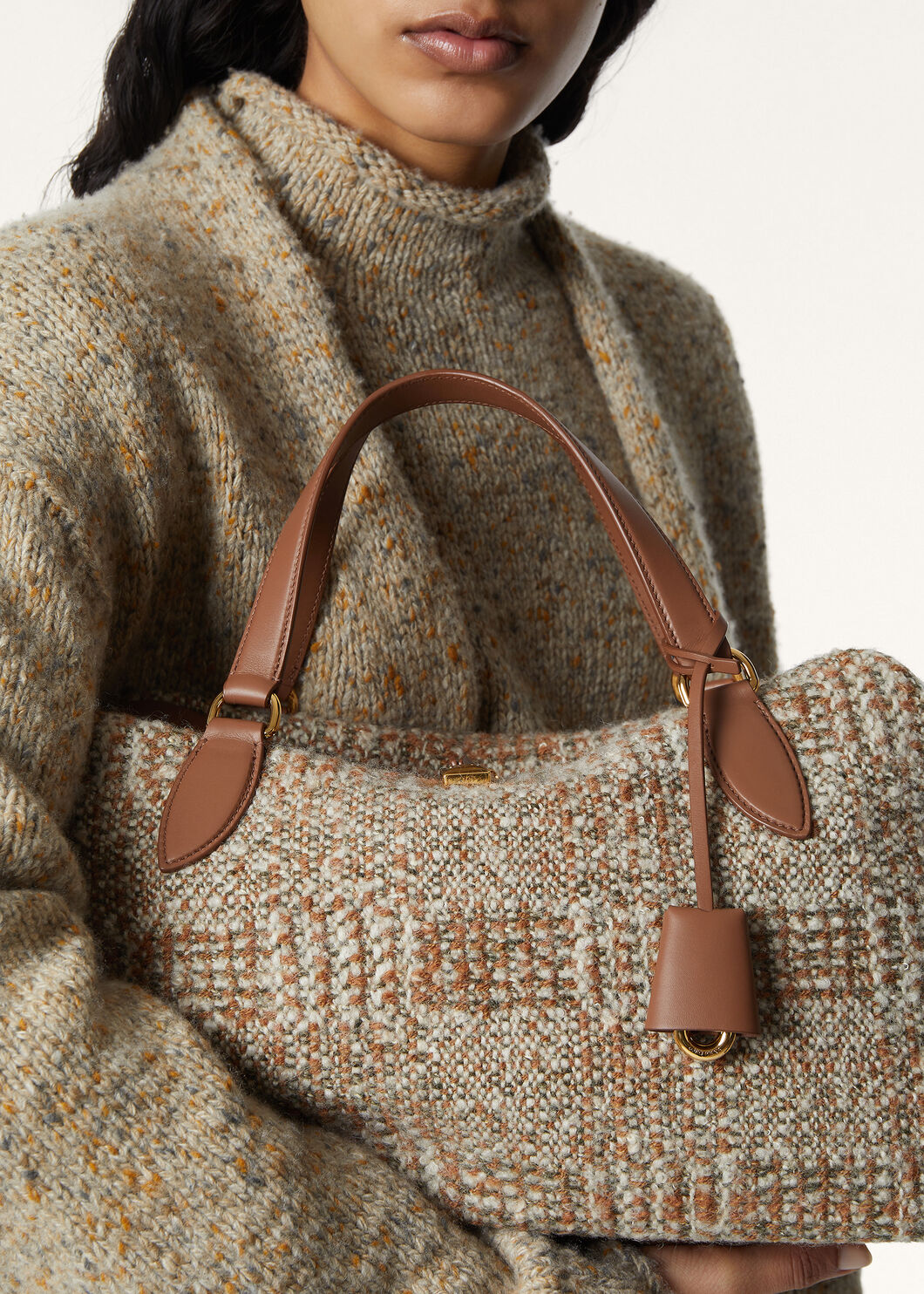 NEEDLE MEDIUM NORFOLK TWEED/ROUNDED LEATHER