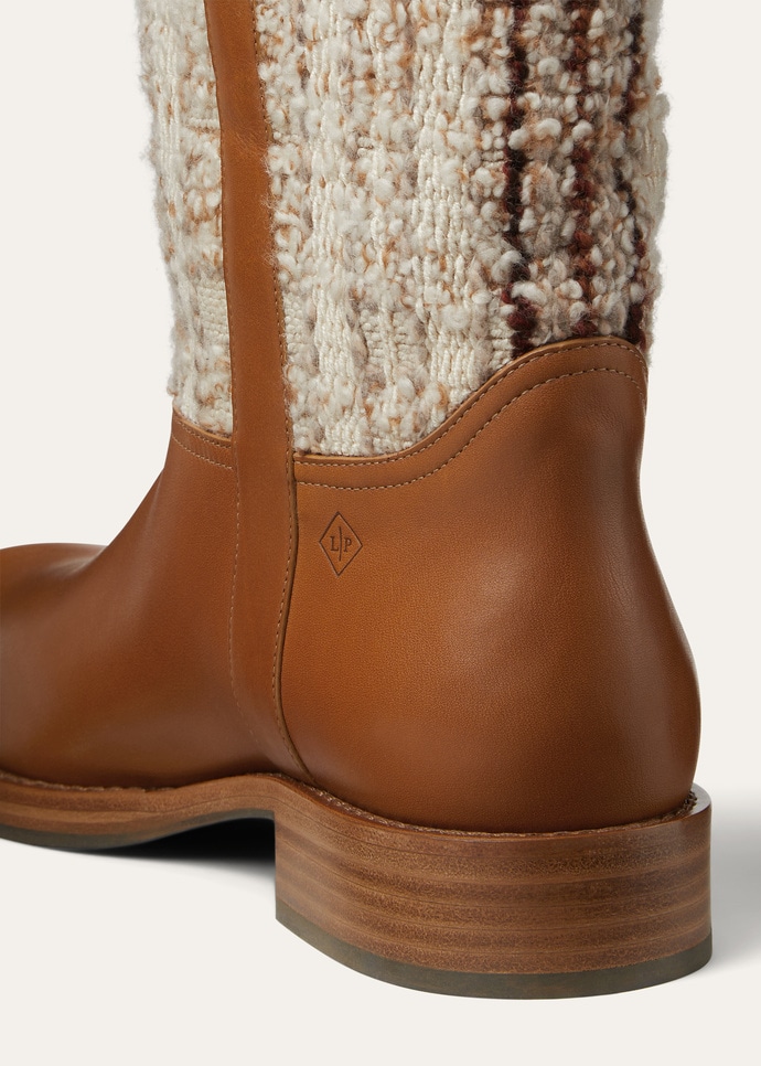 PABLO WALK MID BOOT SILKY LEATHER & CHECK TWEED_FAQ2884_F7JZ_6