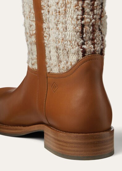 PABLO WALK MID BOOT SILKY LEATHER & CHECK TWEED