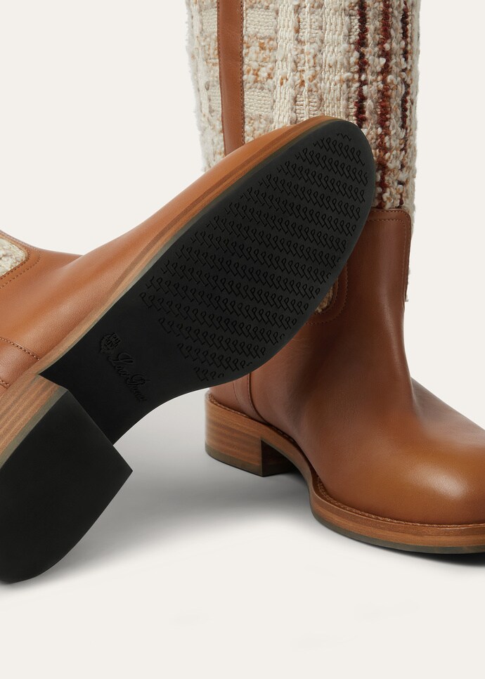 PABLO WALK MID BOOT SILKY LEATHER & CHECK TWEED_FAQ2884_F7JZ_5